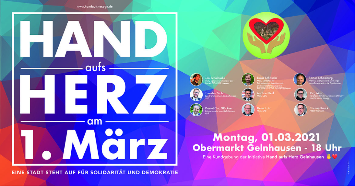 „Hand aufs Herz am 1. März“: Großkundgebung für ein solidarisches Hessen