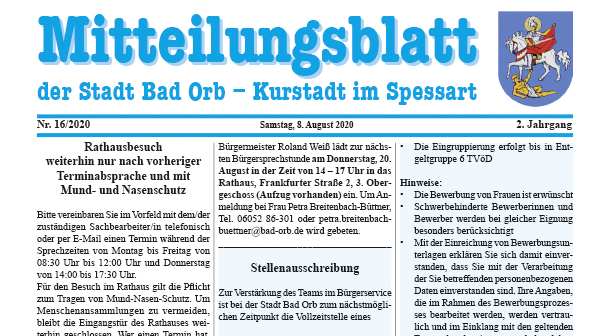 Mitteilungsblatt 2020/16