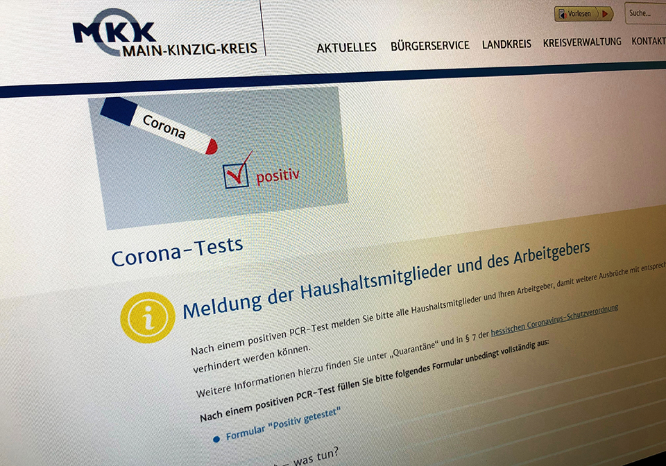 Bei positivem PCR-Test online melden