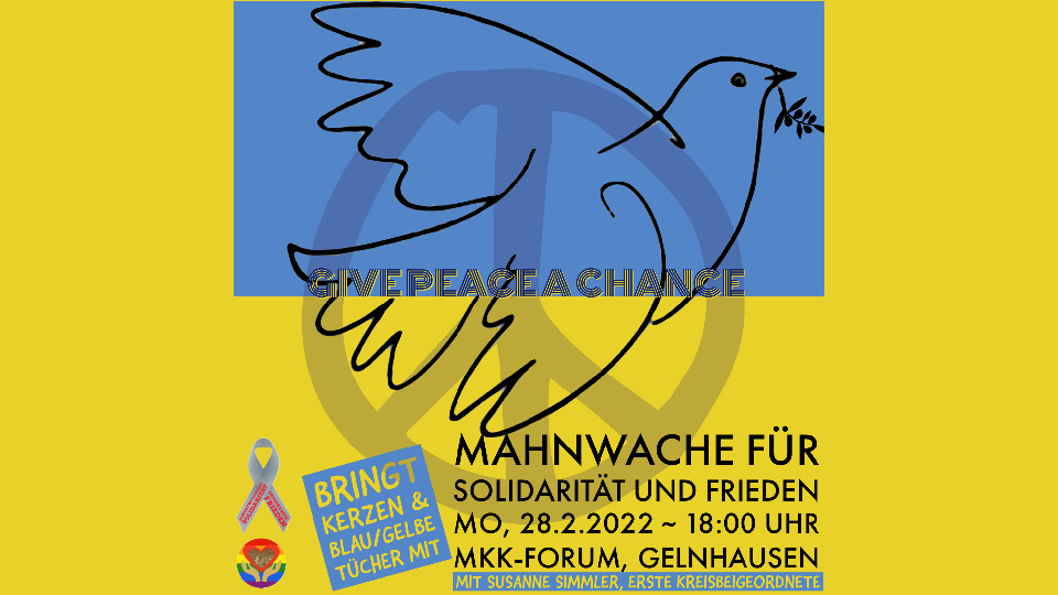 Mahnwache für Solidarität und Frieden vor dem Main-Kinzig-Forum