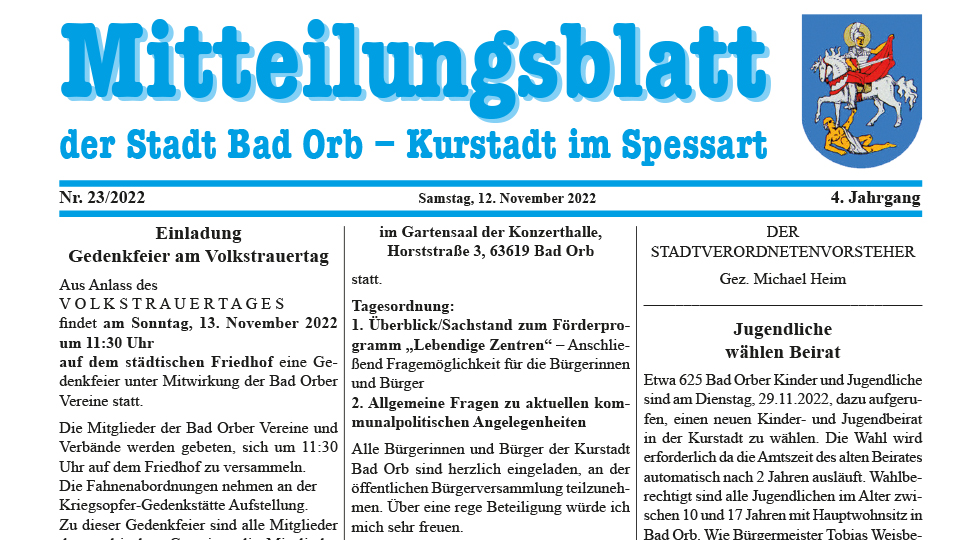 Mitteilungsblatt 23/2022, 12. 11. 2022
