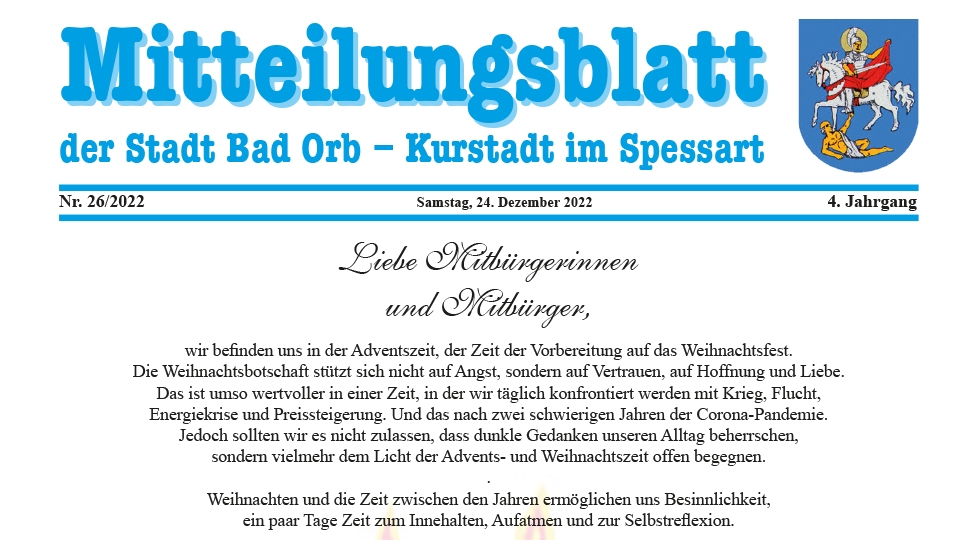 Mitteilungsblatt 26/2022, 24. 12. 2022
