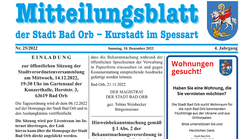 Mitteilungsblatt 25/2022, 10. 12. 2022