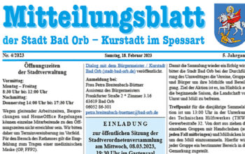 Mitteilungsblatt der Stadt Bad Orb vom 18. 2. 2023