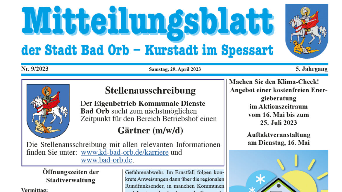 Mitteilungsblatt 9/2023 vom 29. April 2023