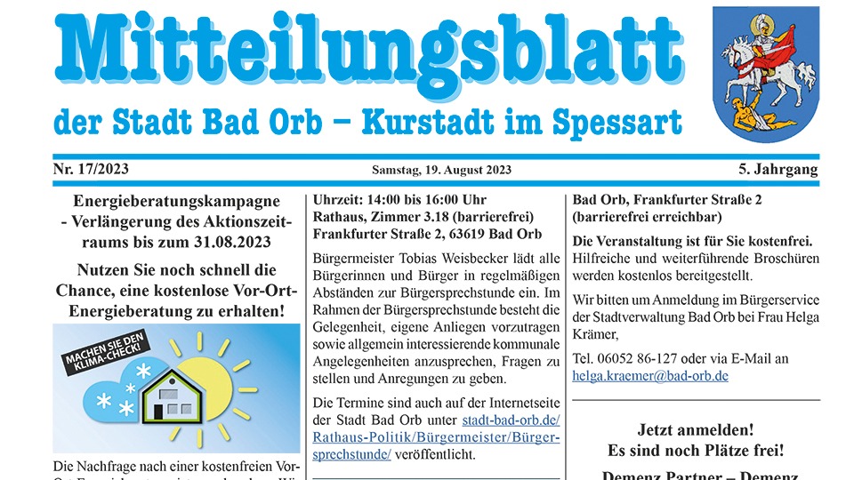 Mitteilungsblatt 17/2023 vom 19. August 2023