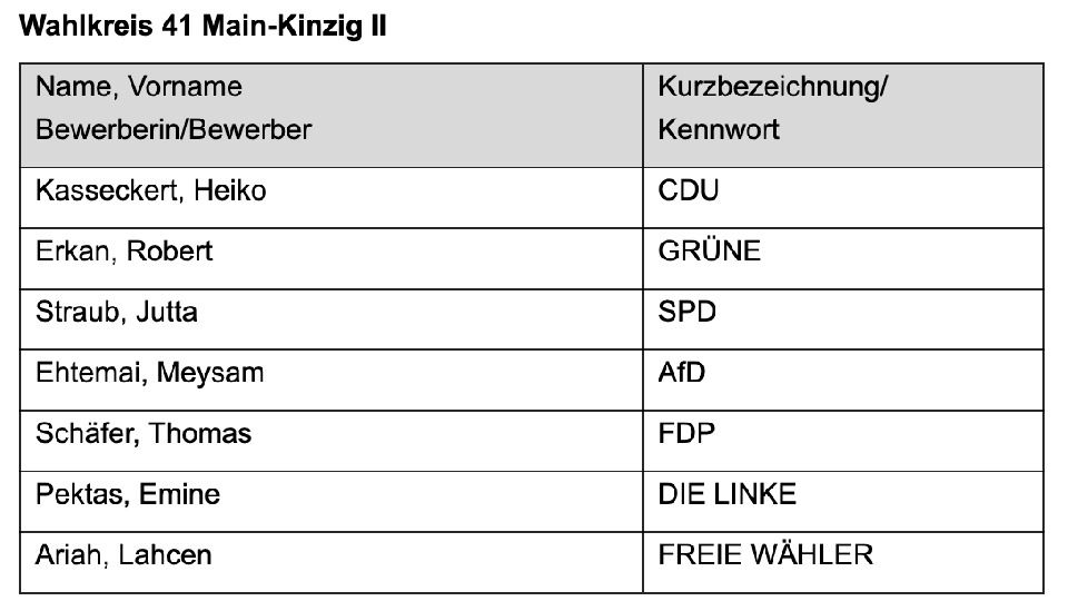 Jeweils sieben Direktkandidaturen zur Landtagswahl